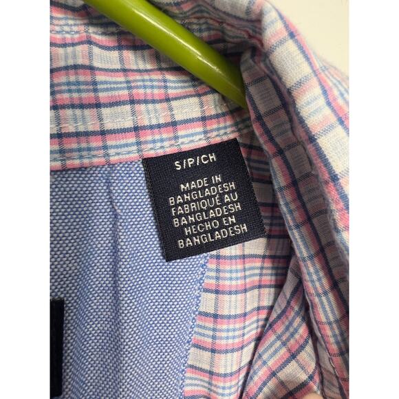 Chaps Blue & Pink Plaid Check Short Sleeve Button Up Mens Size Small - Picture 5 of 6